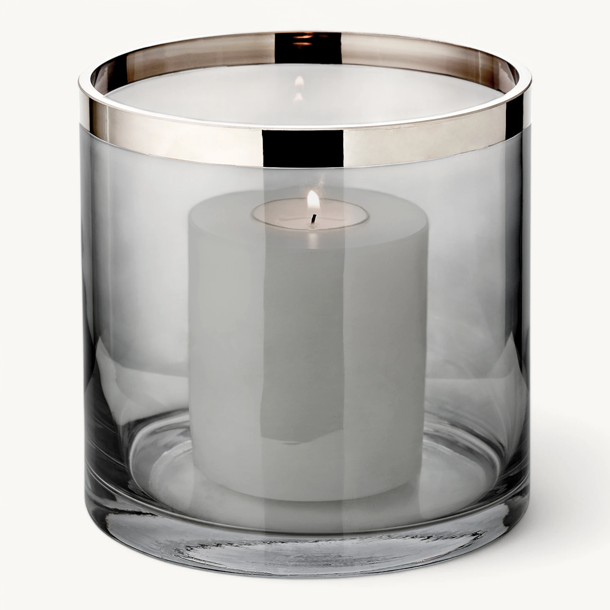 Windlicht Zeus (Höhe 15 cm), dunkles Kristallglas mit Platinrand