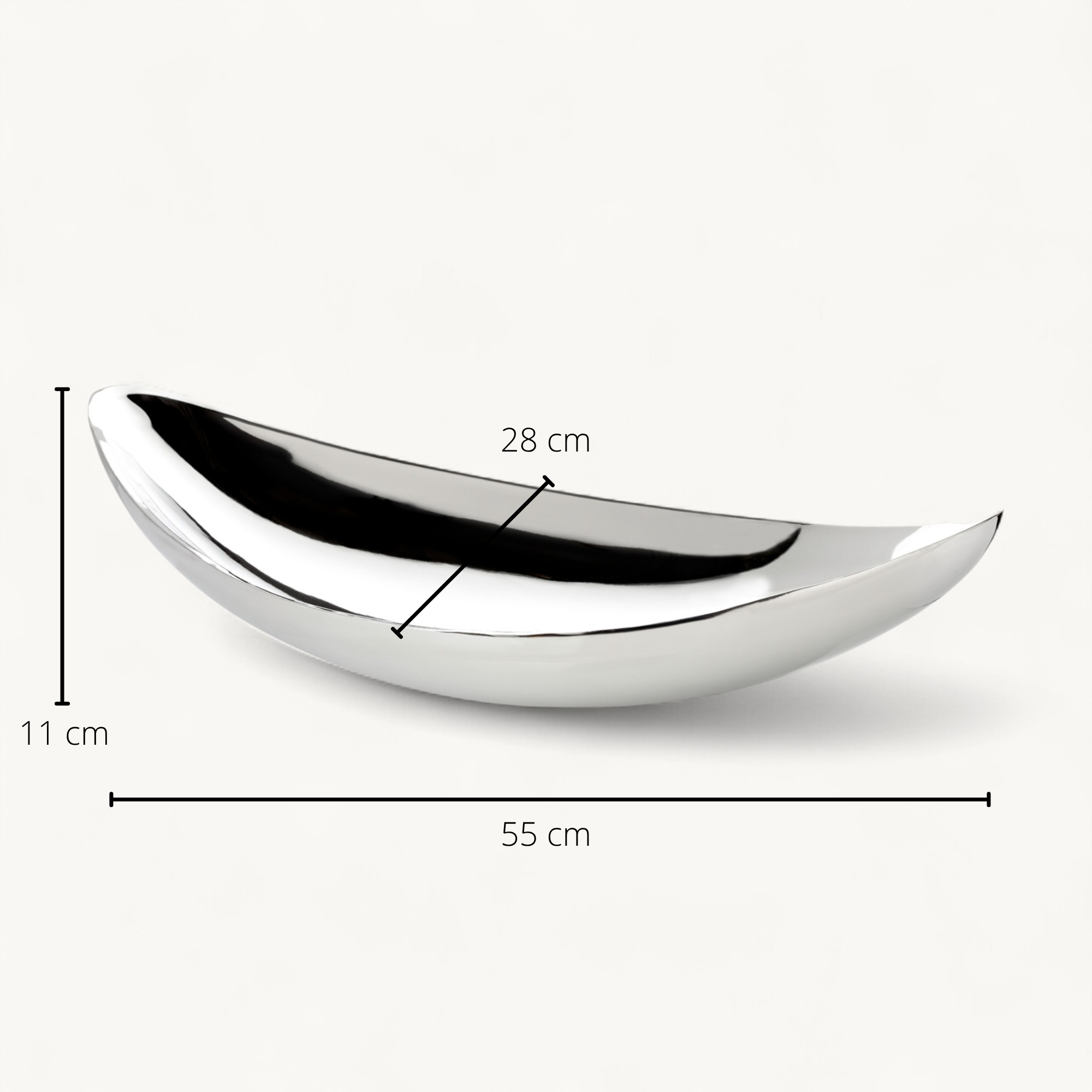 Schale Halifax (Länge 56 cm), silberfarben, hochglanzpoliert, Edelstahl