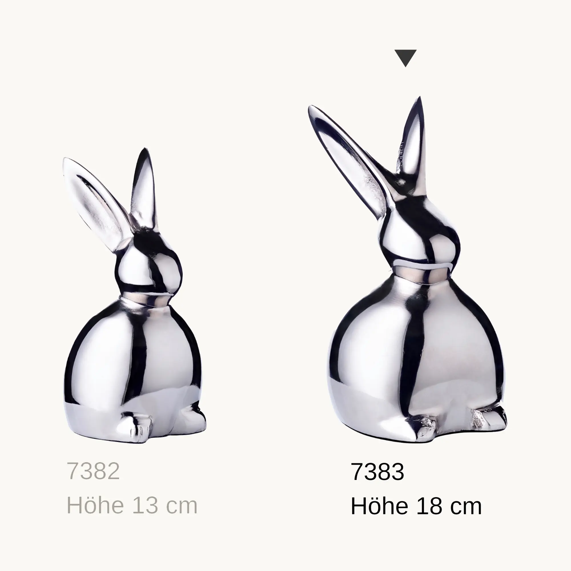Dekofigur Hase Louis (Höhe 18 cm) Aluminium vernickelt