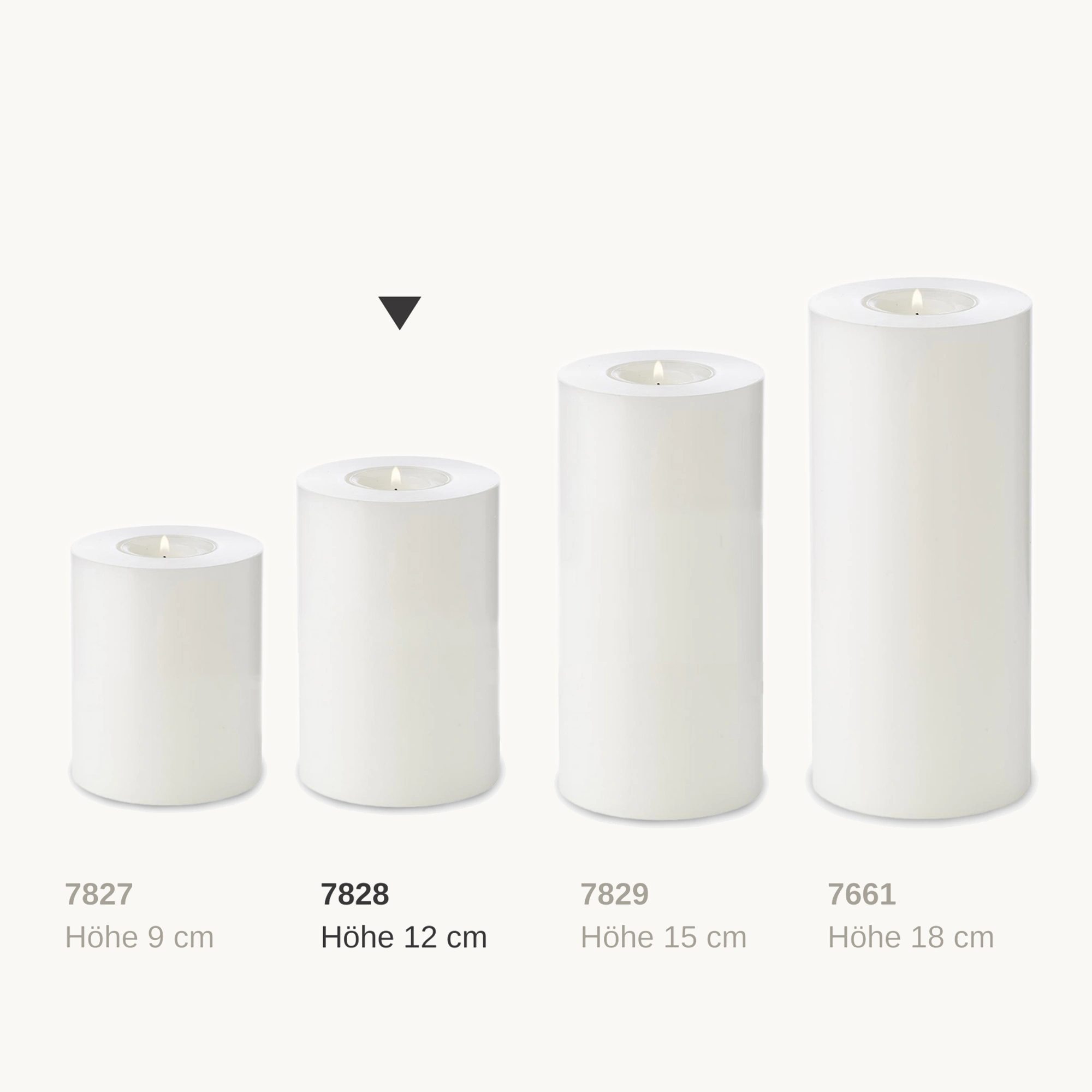 Dauerkerze Cornelius (Höhe 12 cm, ø 8 cm), weiß, Teelichthalter hitzebeständig 90°