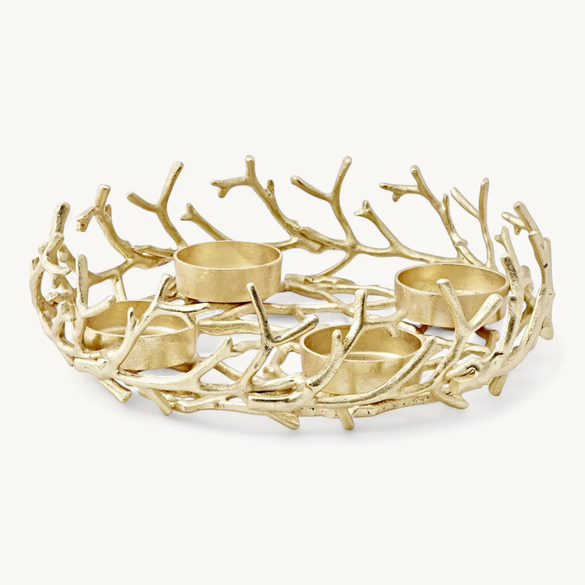 Adventskranz Porus (ø 44 cm), goldfarben, Geweih-Design, Aluminium vernickelt