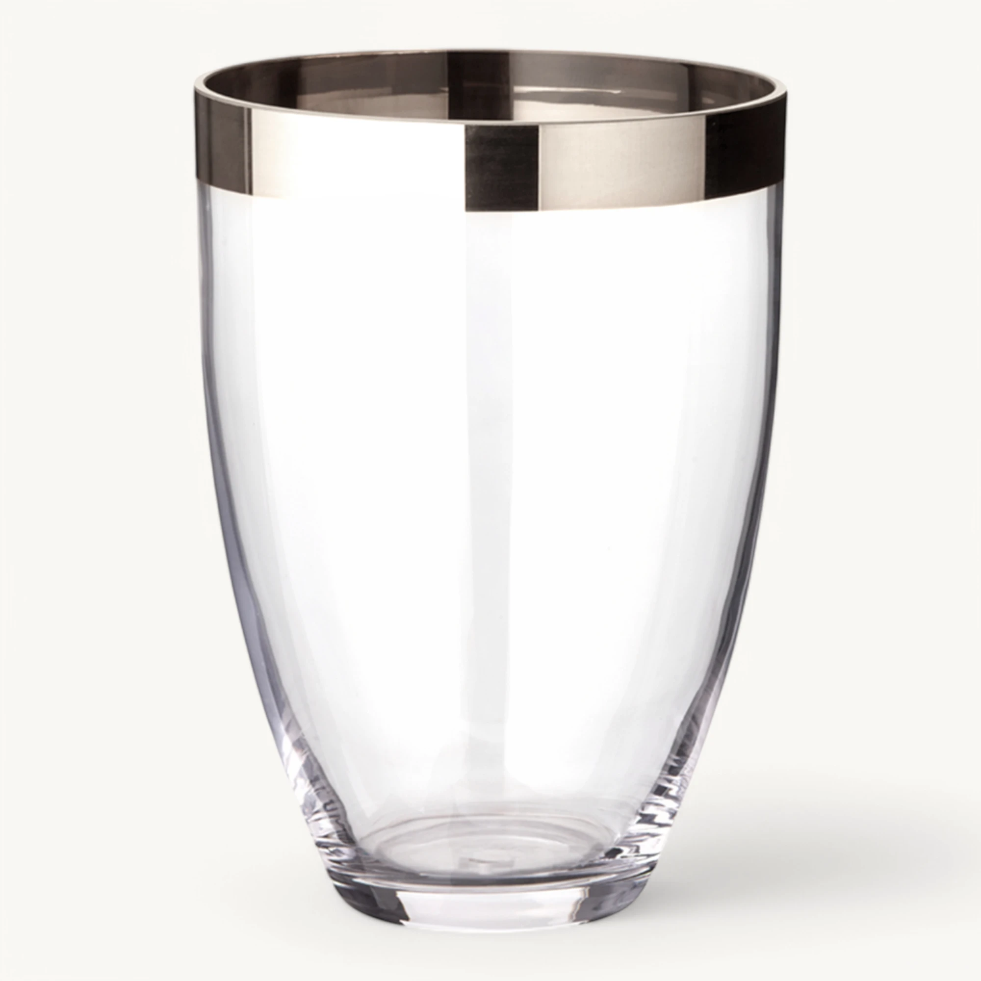 Vase Charlotte (Höhe 20 cm, Ø 15 cm), mundgeblasenes Kristallglas mit Platinrand