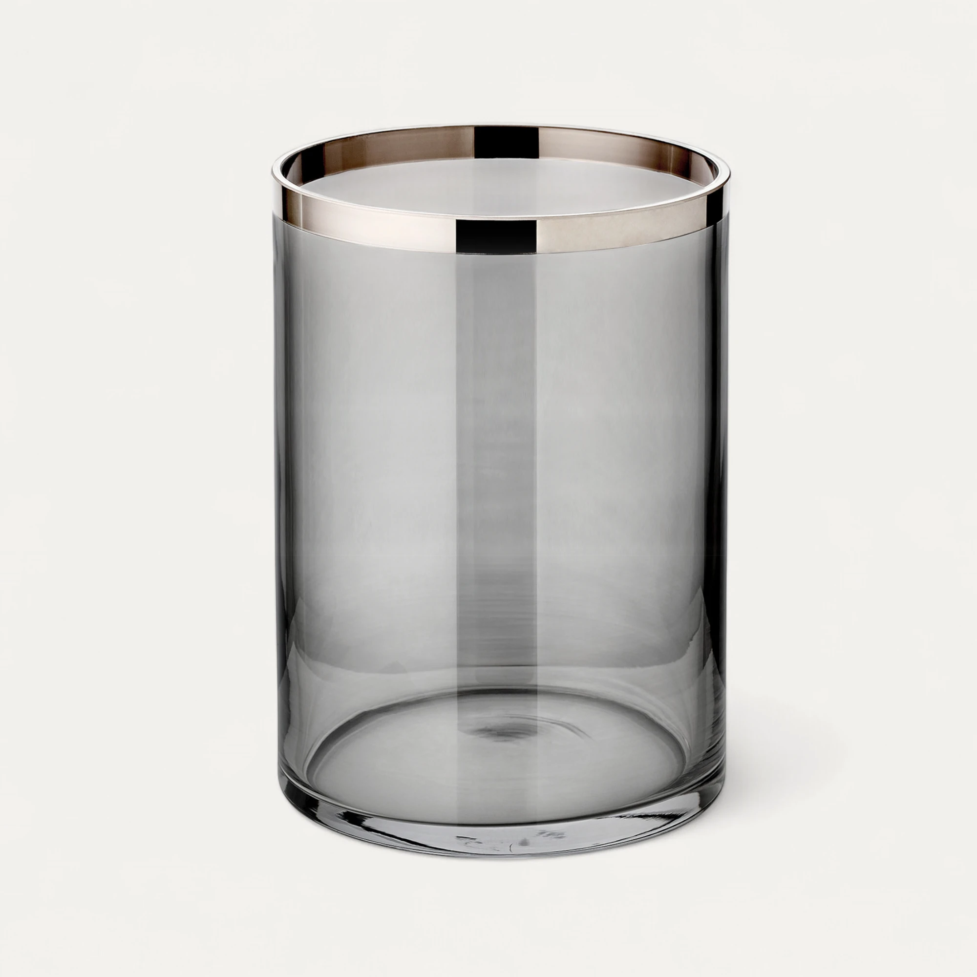 Windlicht Zeus (Höhe 25 cm), dunkles Kristallglas mit Platinrand