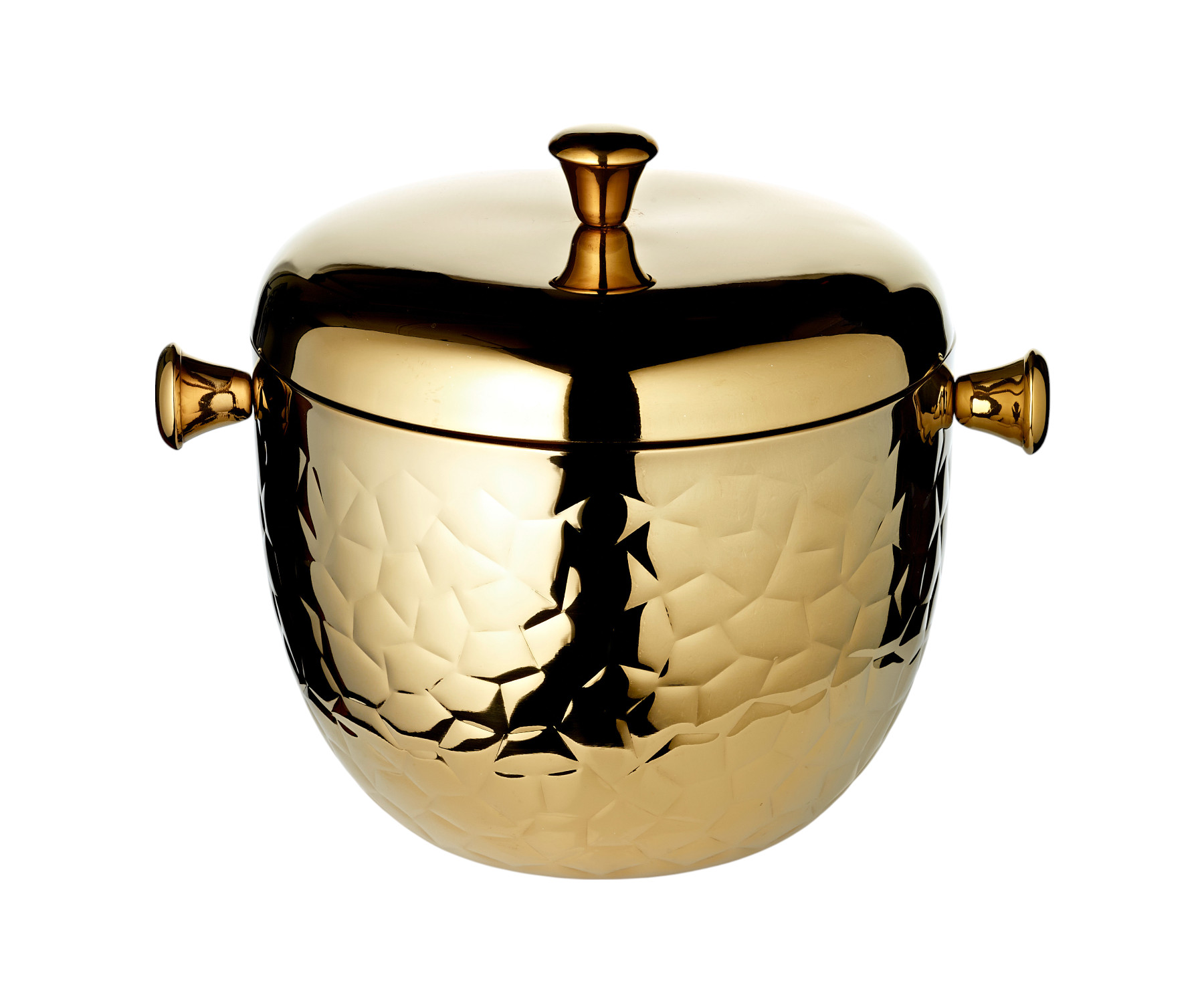 Eiseimer Rico (Höhe 21 cm), inkl. Deckel und Eiszange, Gold-Optik, gemustert, Edelstahl, hochglanzpoliert