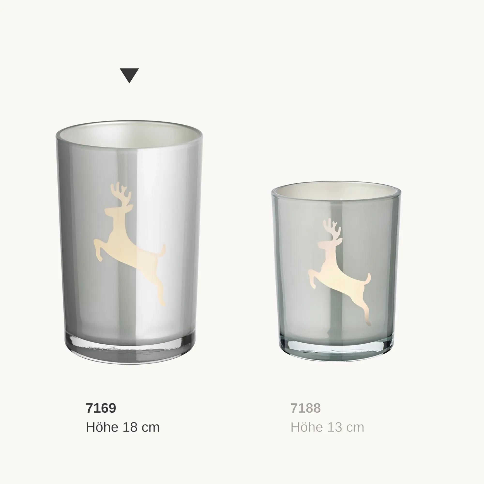 SALE Teelichtglas Loki left (Höhe 18 cm), grau, Hirsch-Motiv SALE Teelichtglas Loki left (Höhe 18 cm), grau, Hirsch-Motiv