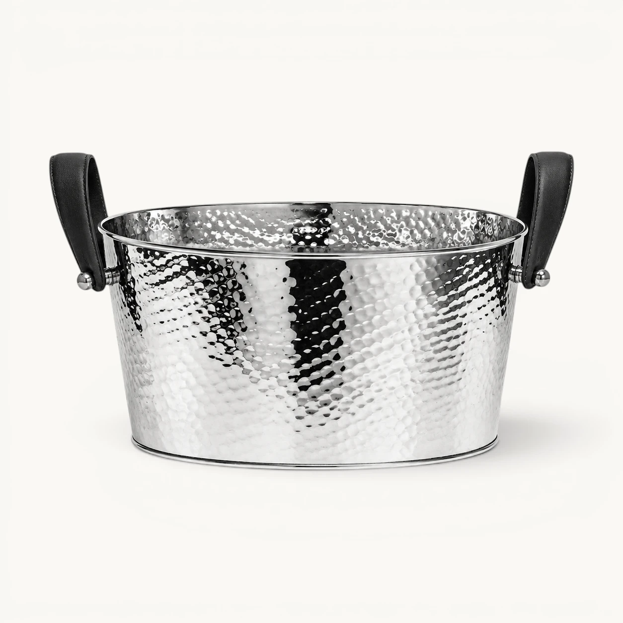 Champagner Schale Gavin, vernickelt, gehämmert 39x29x19 cm