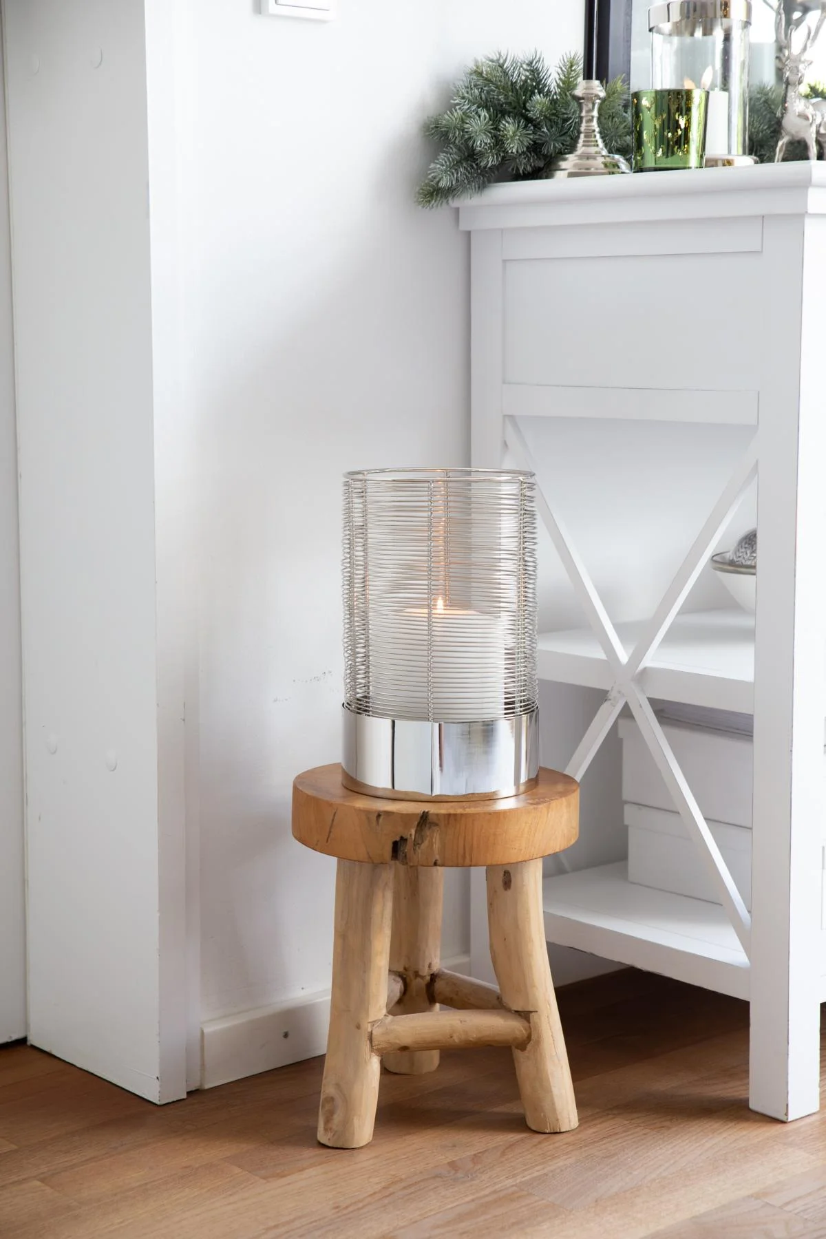 SALE Windlicht Kampen (Höhe 28 cm), vernickelter Edelstahl SALE Windlicht Kampen (Höhe 28 cm), vernickelter Edelstahl