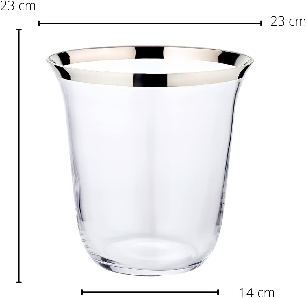 Vase Toby (Höhe 23 cm, Ø 22 cm), mundgeblasenes Kristallglas mit Platinrand