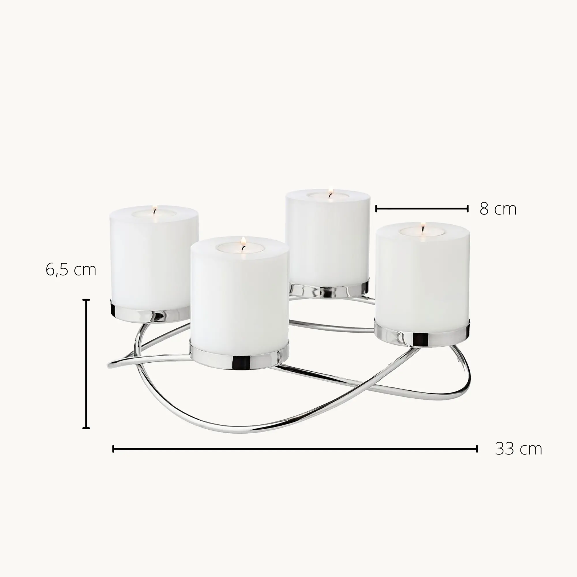 Adventskranz Alva (ø 33 cm), Edelstahl hochglanzpoliert, silberfarben