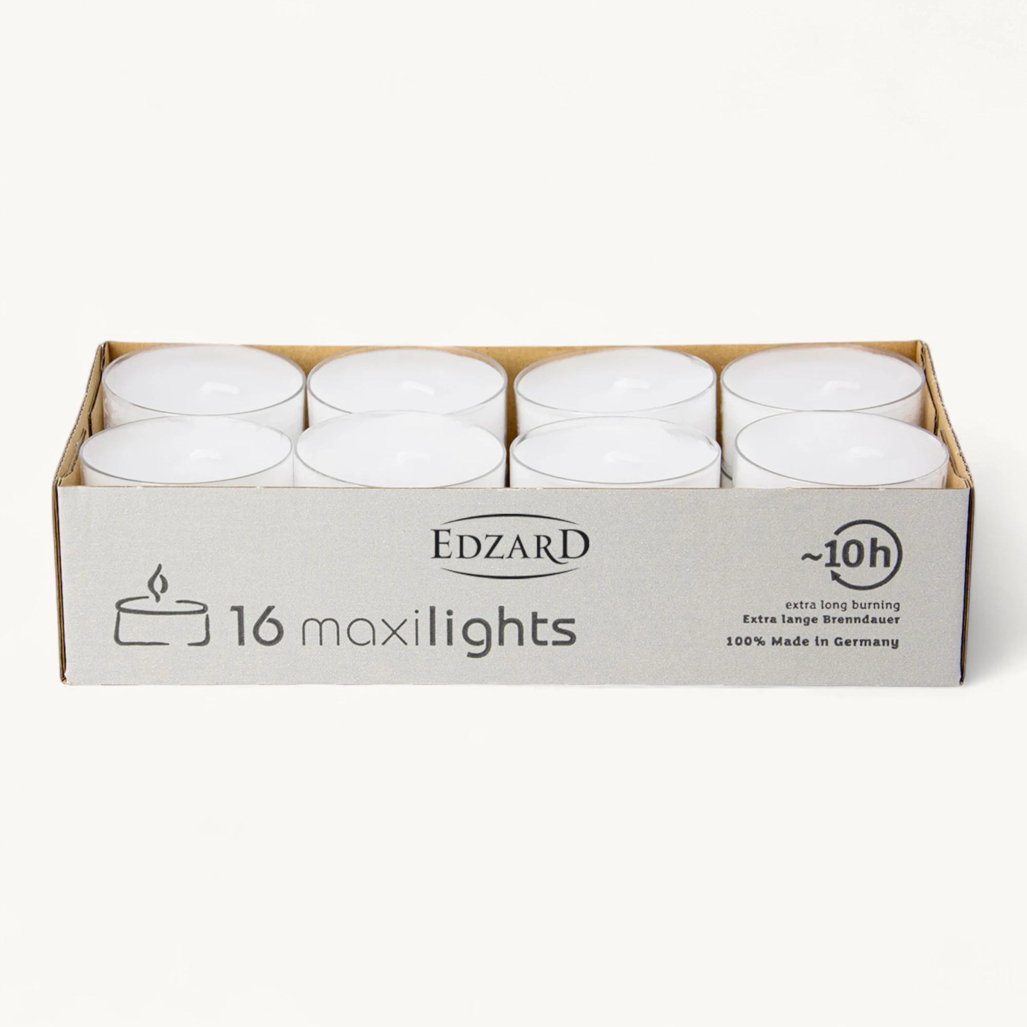 32 Maxi Teelichter ø 58 mm, weiß, ohne Duft, Aluminiumhülle, Brenndauer 10 Stunden - plus 3 Mini-Stabfeuerzeuge Länge 11 cm 32 Maxi Teelichter ø 58 mm, weiß, ohne Duft, Aluminiumhülle, Brenndauer 10 Stunden - plus 3 Mini-Stabfeuerzeuge Länge 11 cm
