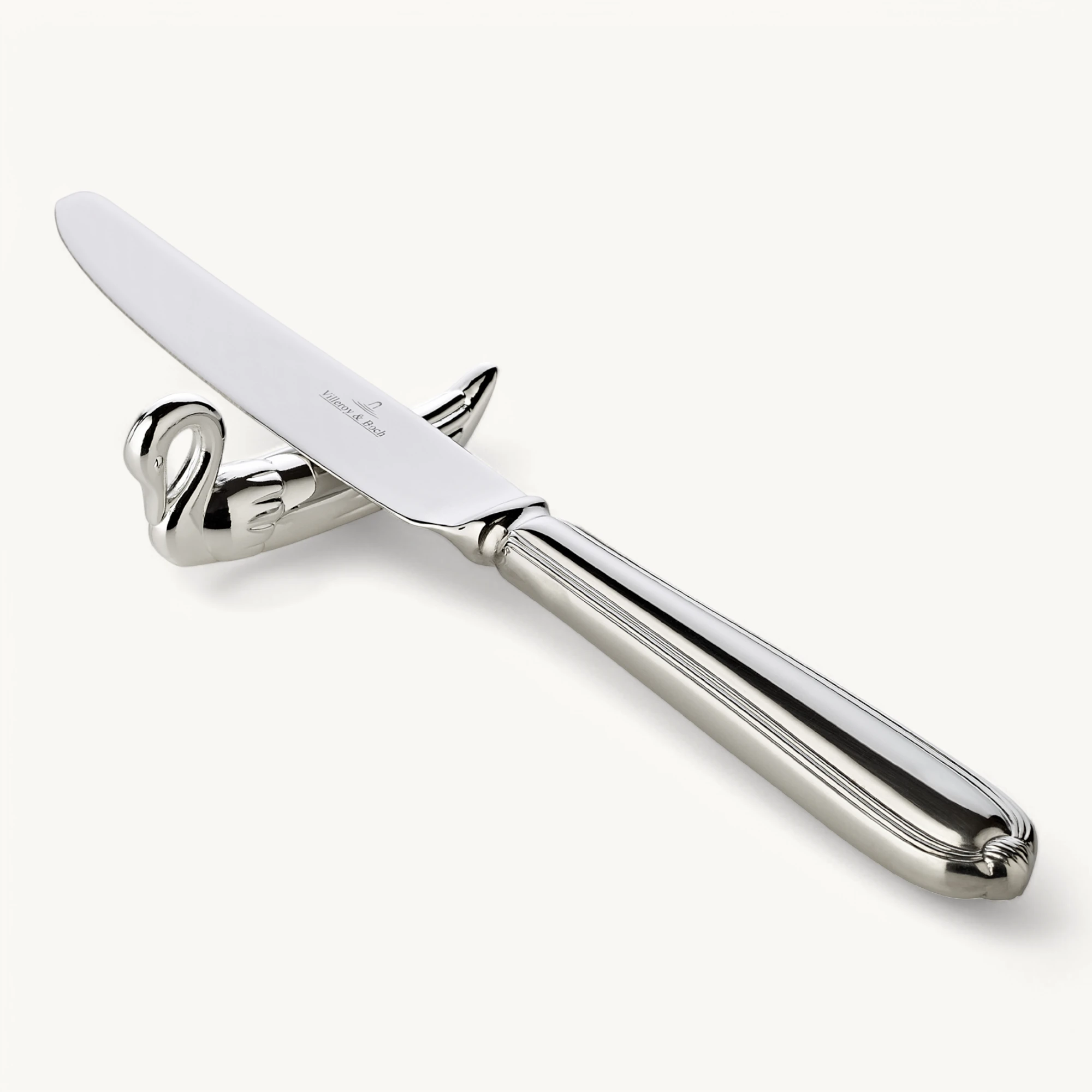 6er Set Messerbank Messerbänkchen Schwan, Länge 7 cm, edel versilbert