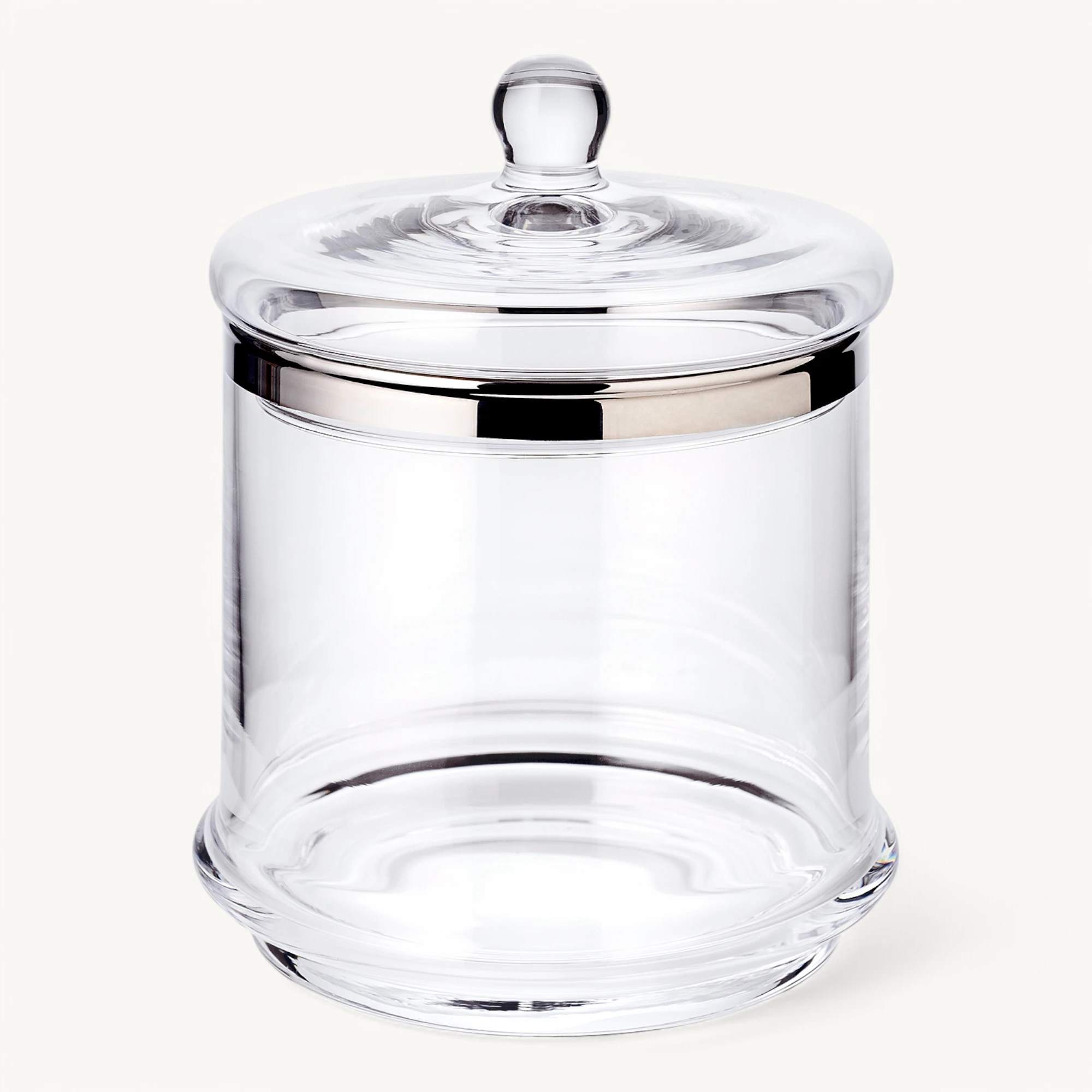 Glasdose Lia (Höhe 29 cm, Ø 14 cm), mit Deckel, mundgeblasenes Kristallglas mit Platinrand