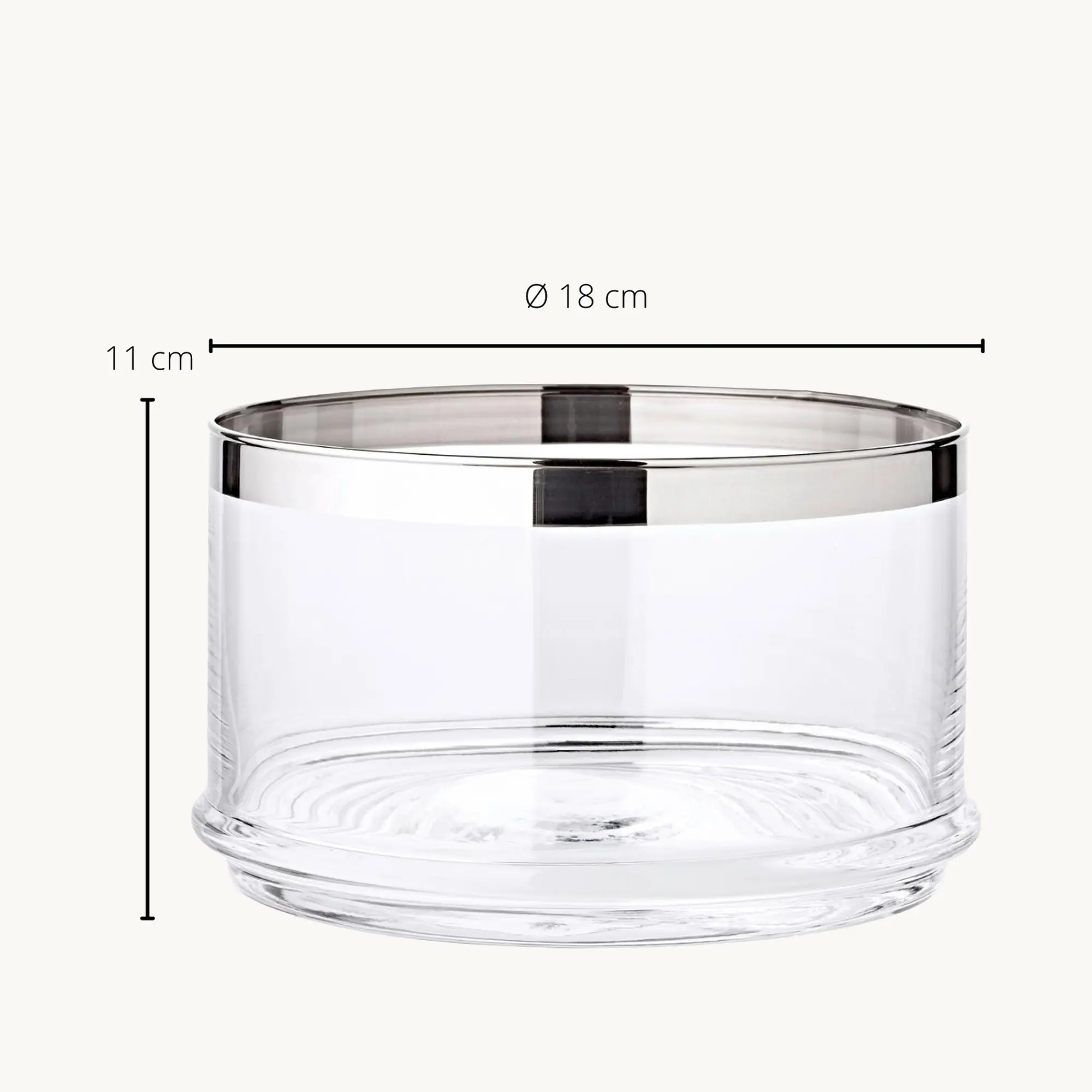 Glasdose Vigo (Höhe 12 cm, ø 19,5 cm), mundgeblasenes Kristallglas mit Platinrand
