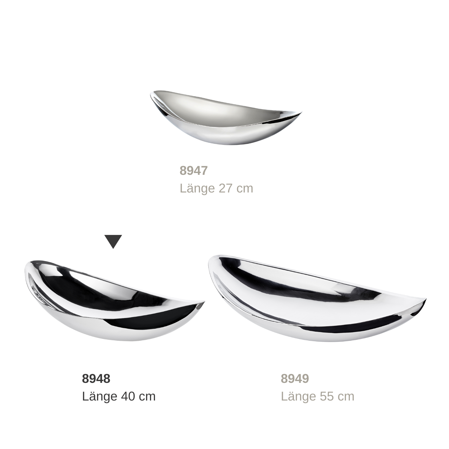 SALE 2. Wahl Schale Halifax (Länge 40 cm), silberfarben, hochglanzpoliert, Edelstahl