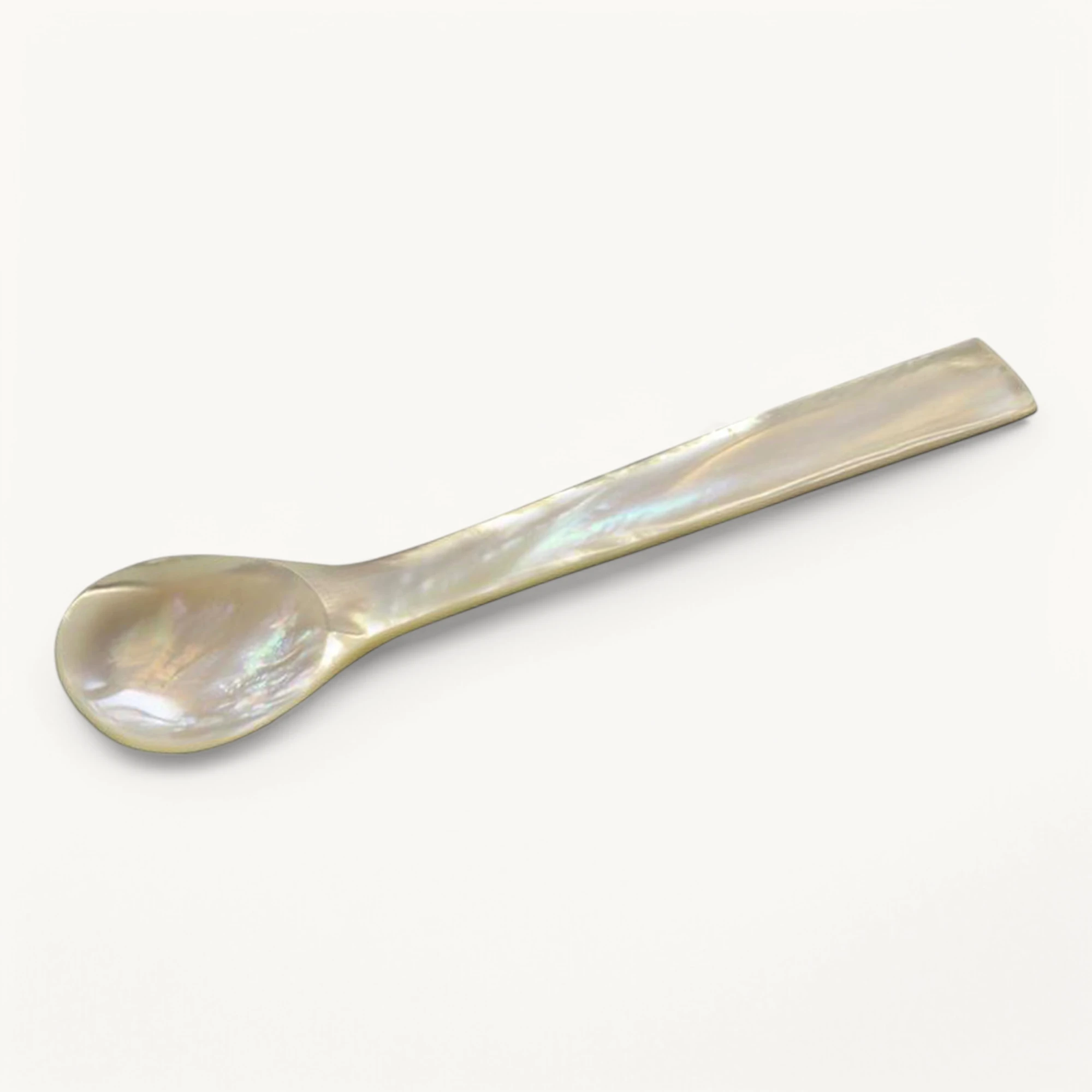 EDZARD Eierlöffel (Länge 11 cm) aus echtem Meer-Perlmutt (Pinctada maxima), Handarbeit, 100% Naturprodukt, Griff oben eckig, Perlmuttlöffel für Ei und Kaviar