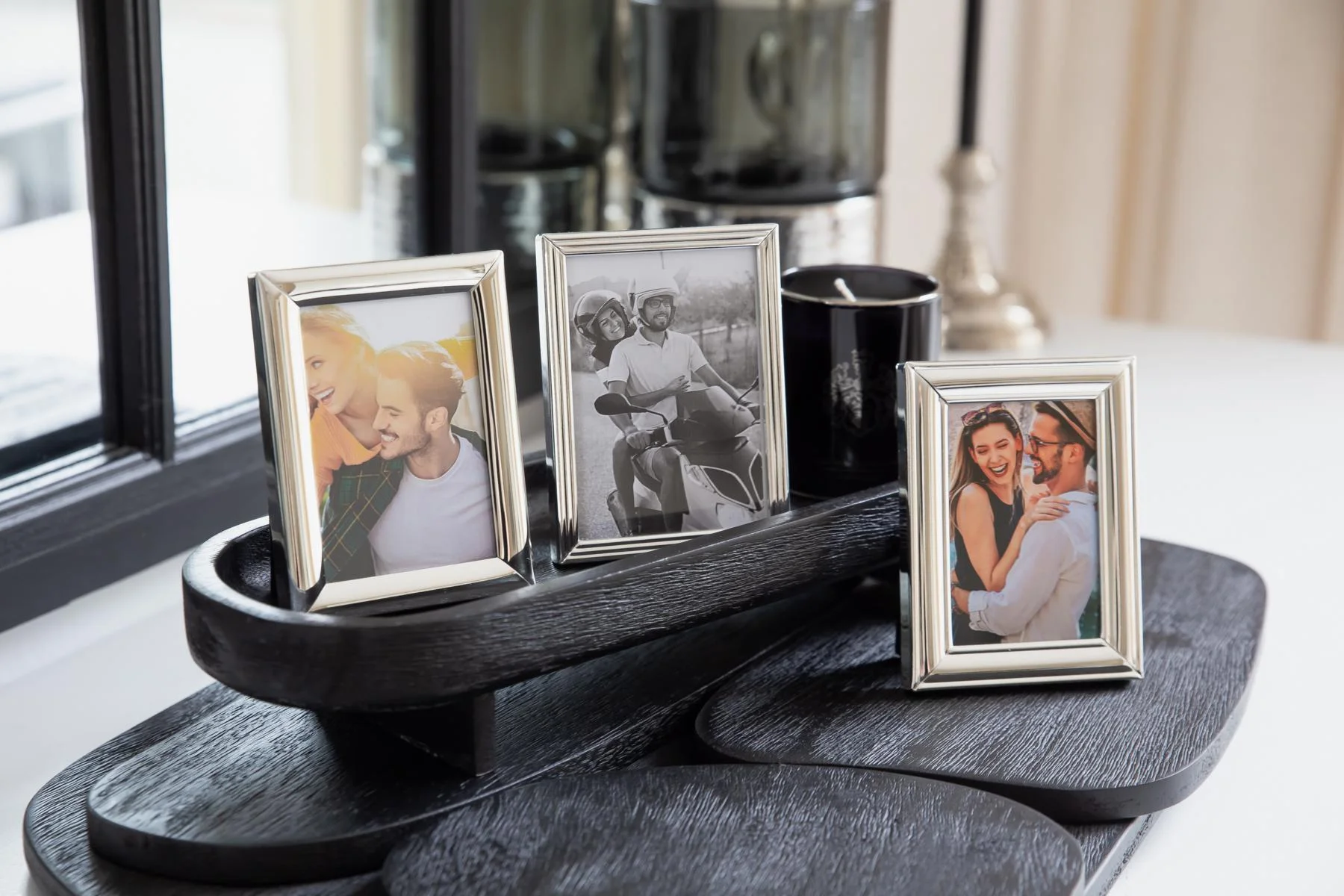 3er-Set Bilderahmen Joline für Fotos 6 x 9 cm, edel versilbert, anlaufgeschützt
