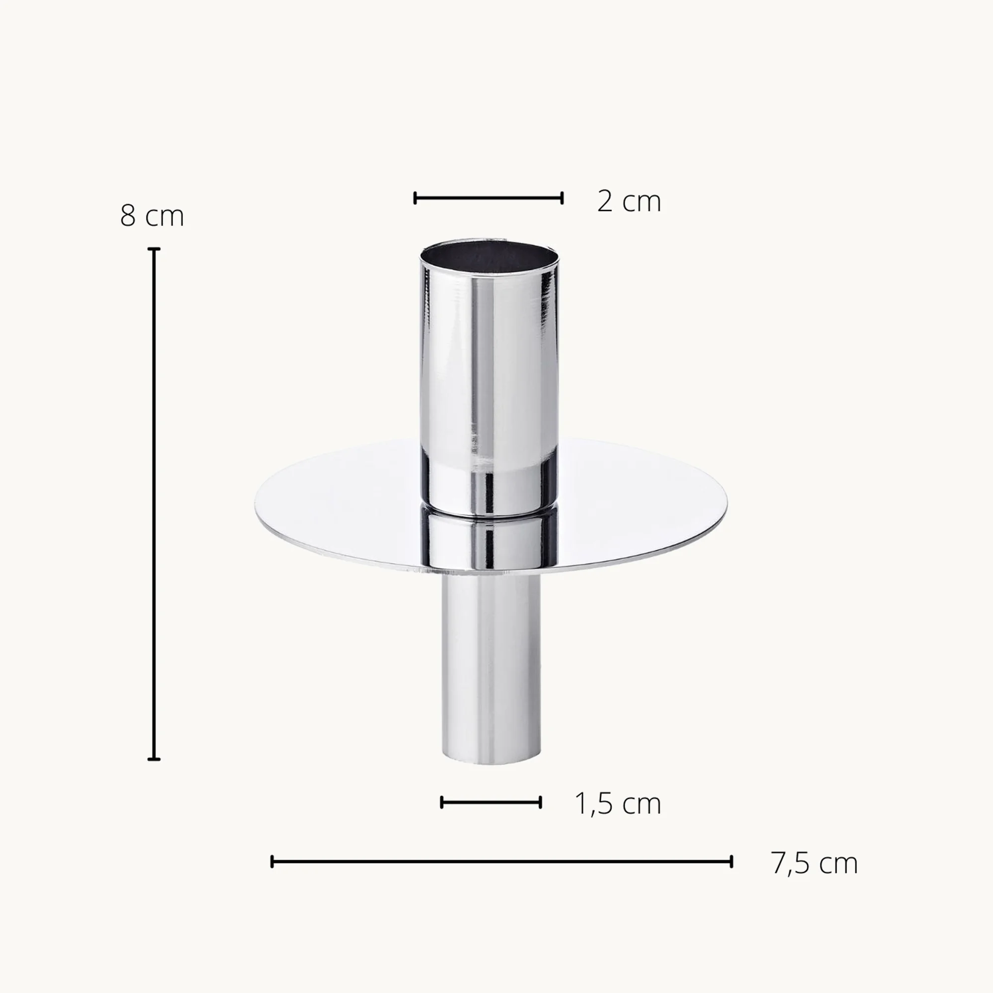 Flaschenkerzenhalter (Höhe 8 cm), silberfarben, glänzend, vernickelter Edelstahl