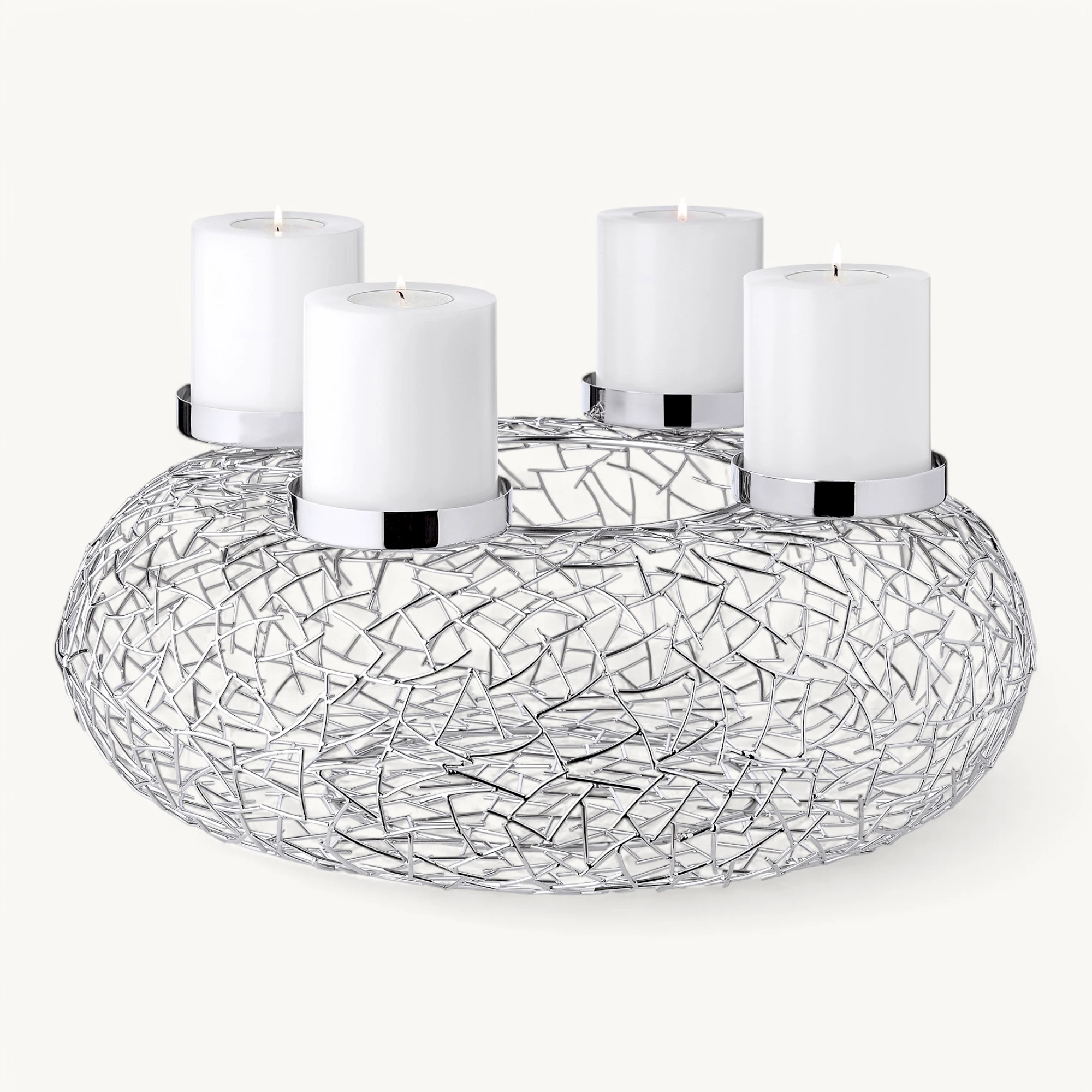 Adventskranz Milano (ø 53 cm), silberfarben, glänzend, Edelstahl vernickelt