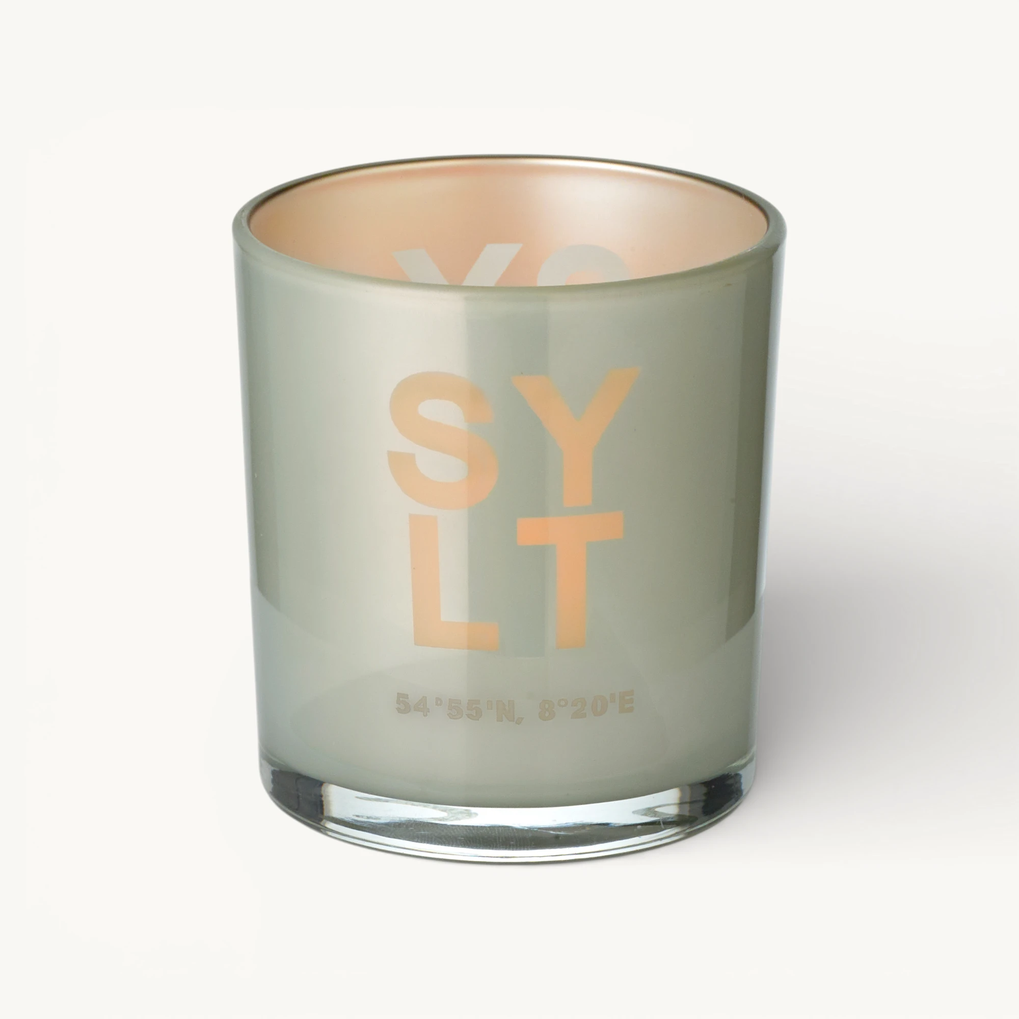 2er-Set Teelichtglas Sylt (Höhe 8 cm), grau, Sylt-Motiv