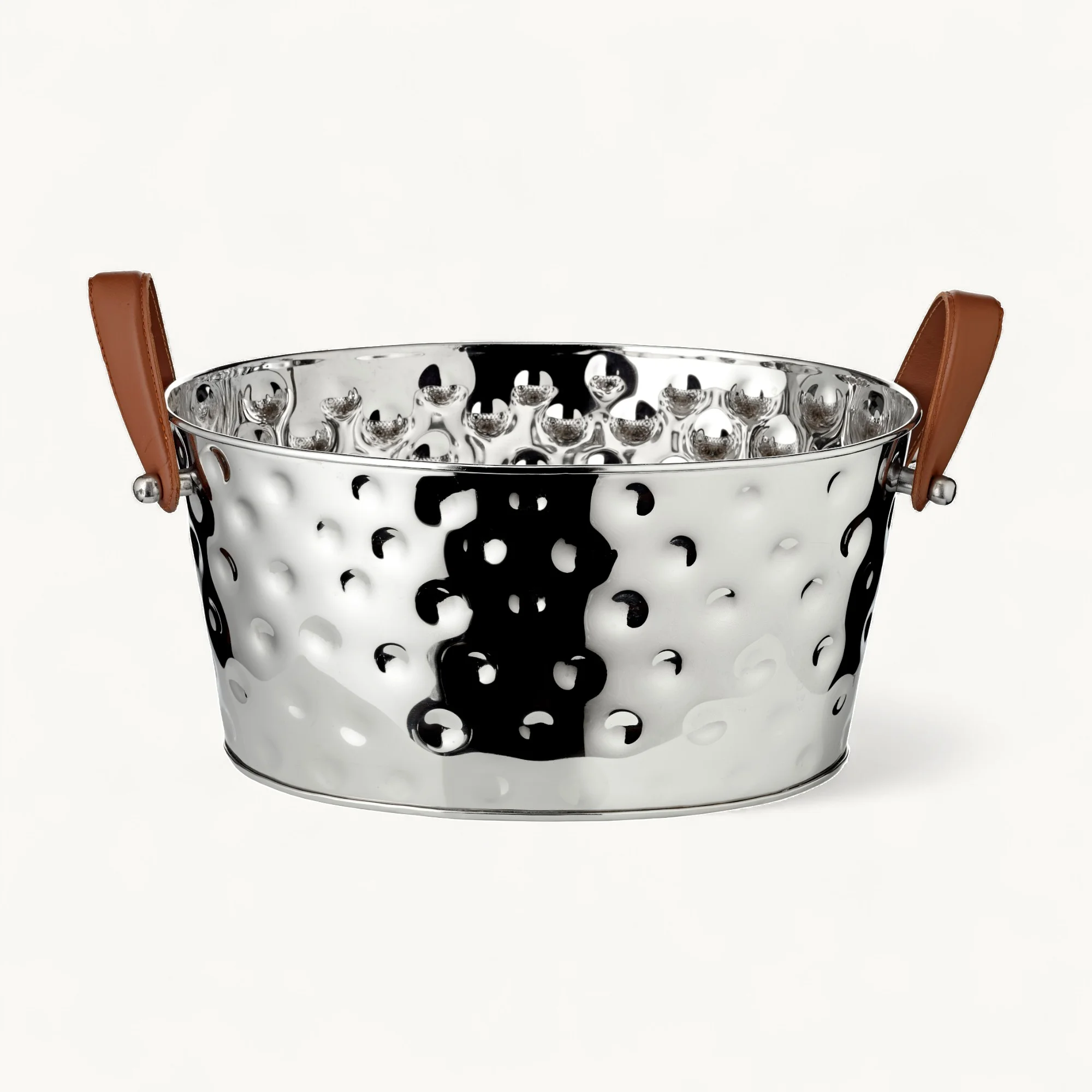 Champagner Schale Gideon, vernickelt, gehämmert 39x29x19 cm