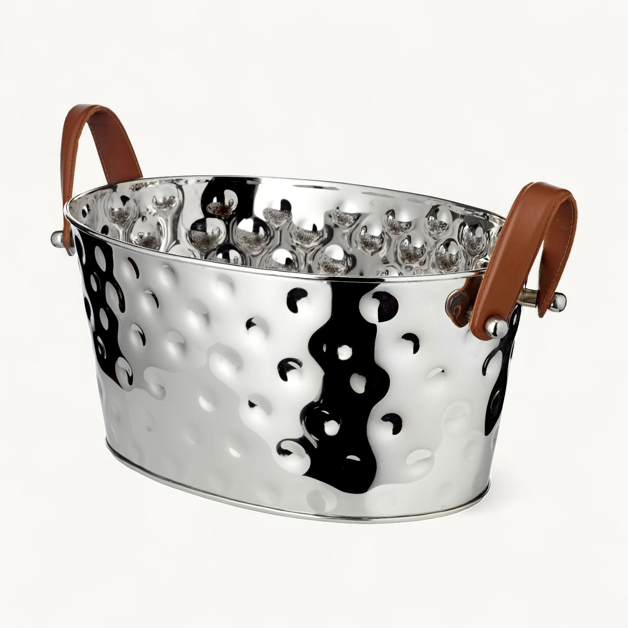 Champagner Schale Gideon, vernickelt, gehämmert 39x29x19 cm