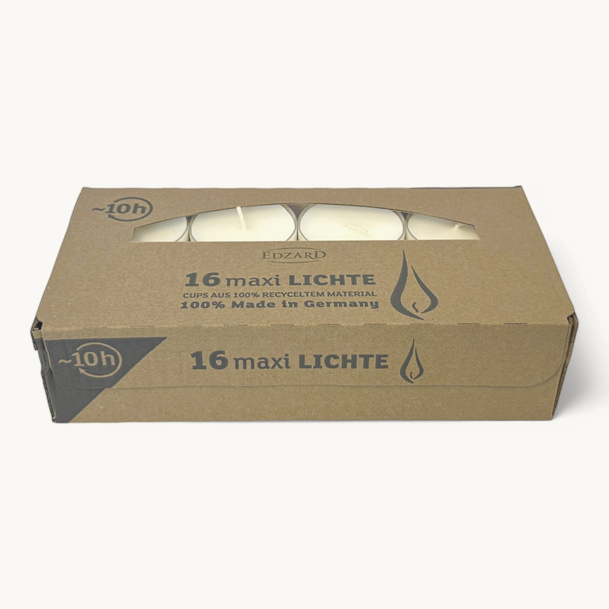 64 Maxi Teelichter ø 54 mm, weiß, ohne Duft, transparente farblose Kunststoffhülle, Brenndauer 10 Stunden - plus 4 Mini-Stabfeuerzeuge Länge 11 cm
