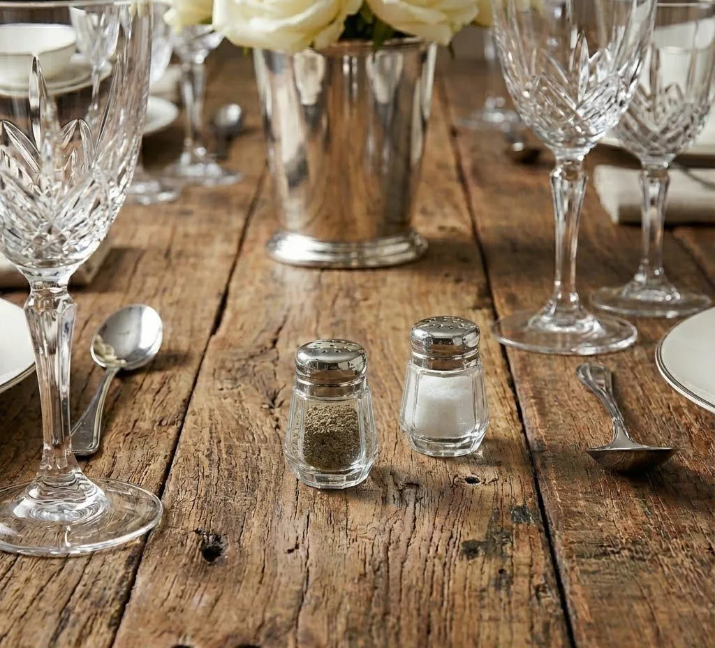 Salz- & Pfefferstreuer Oxford , edel versilbert, Höhe 4 cm