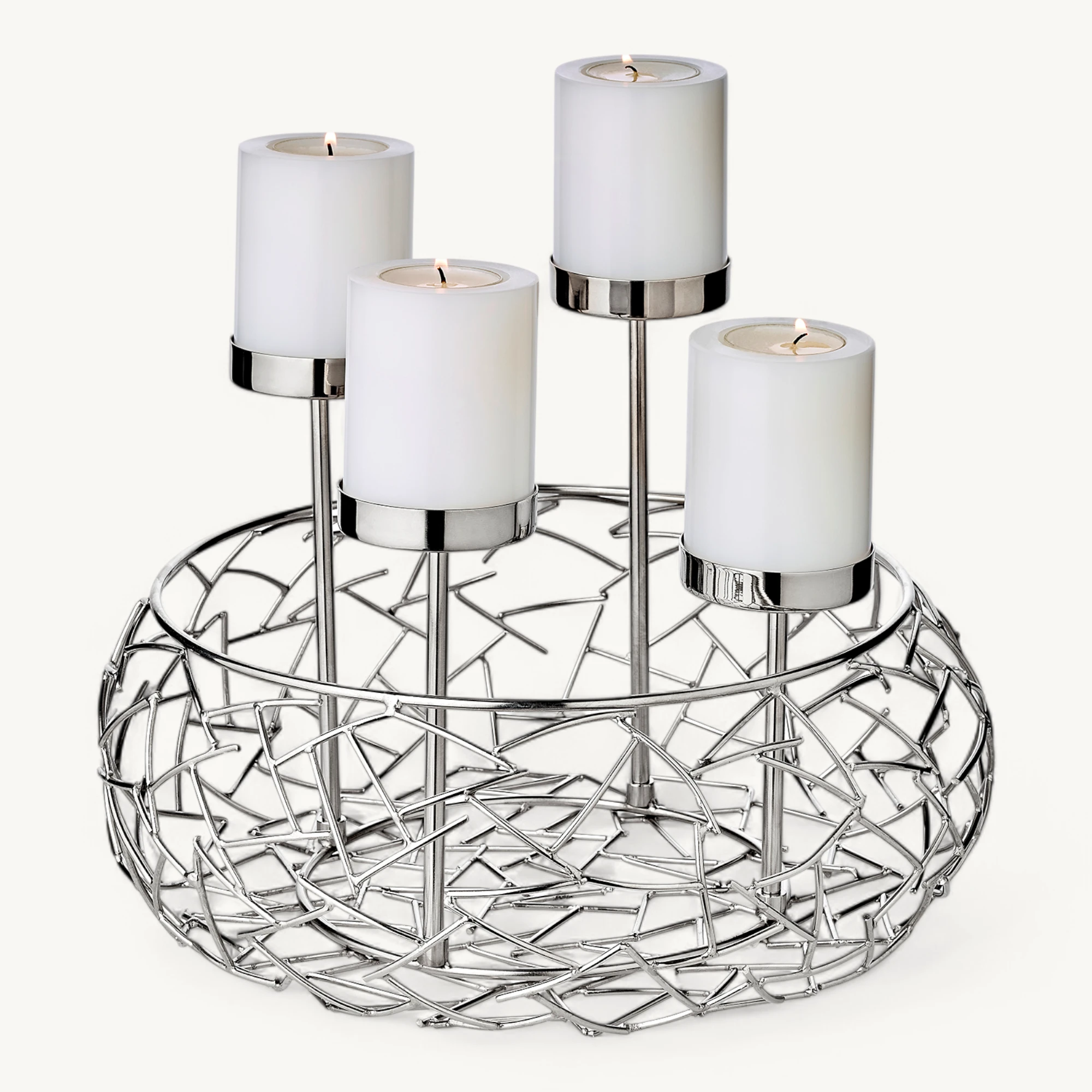 Adventskranz Milano Up (ø 30 cm), silberfarben, glänzend, Edelstahl vernickelt Adventskranz Milano Up (ø 30 cm), silberfarben, glänzend, Edelstahl vernickelt
