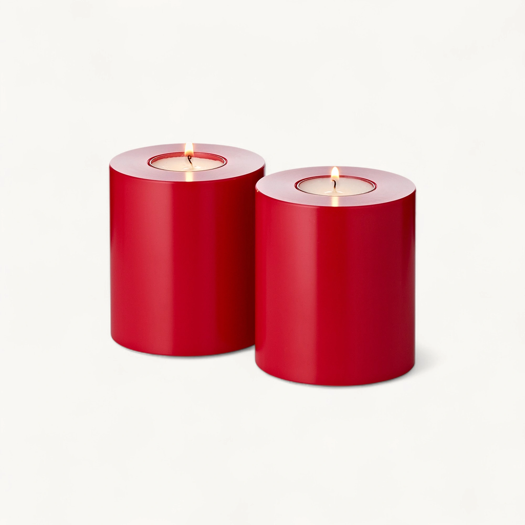 2er-Set Dauerkerze Cornelius (Höhe 9 cm, Ø 8 cm) Rot, Teelichthalter hitzebeständig bis 90 Grad