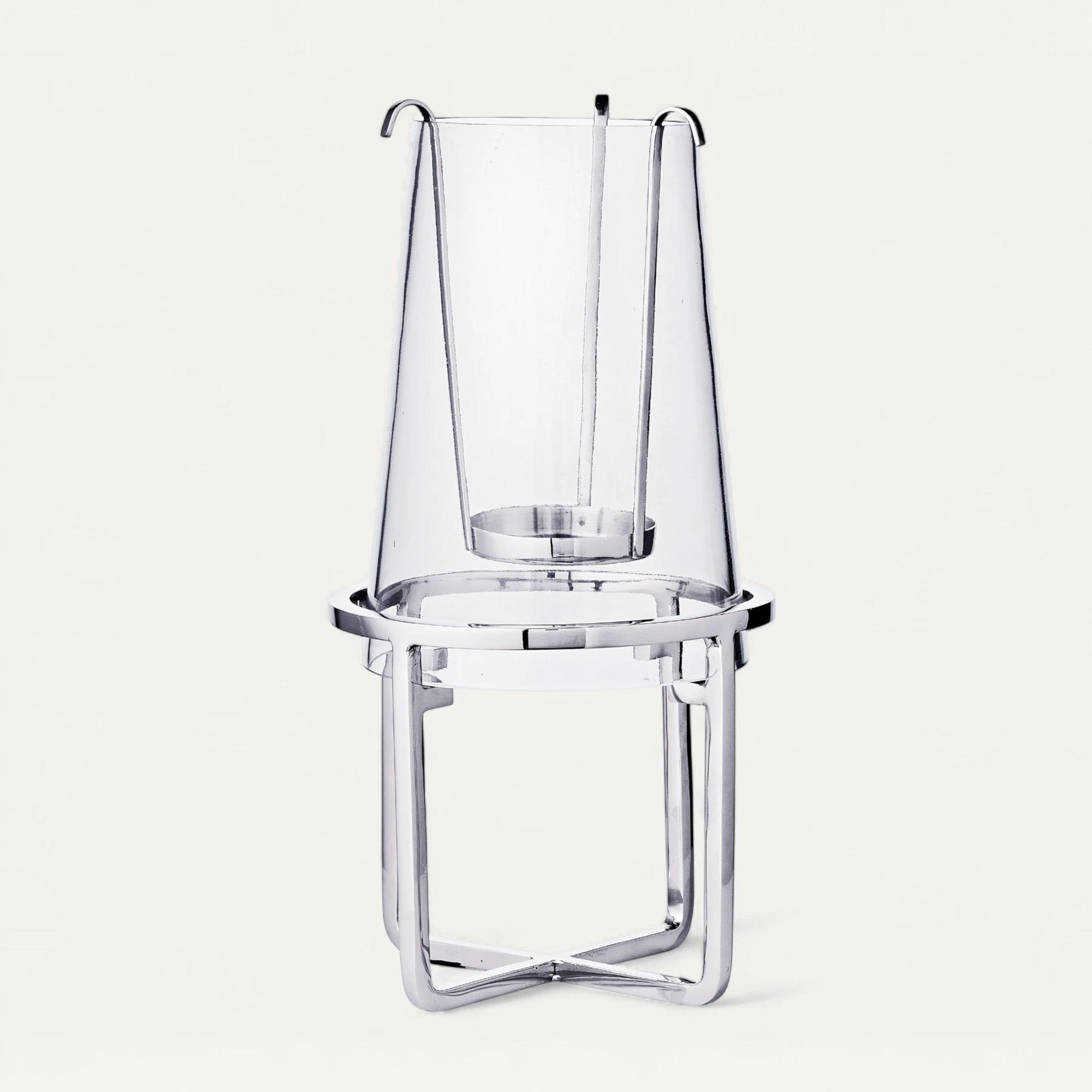 SALE Windlicht Moll (Höhe 30 cm), vernickelter Edelstahl SALE Windlicht Moll (Höhe 30 cm), vernickelter Edelstahl