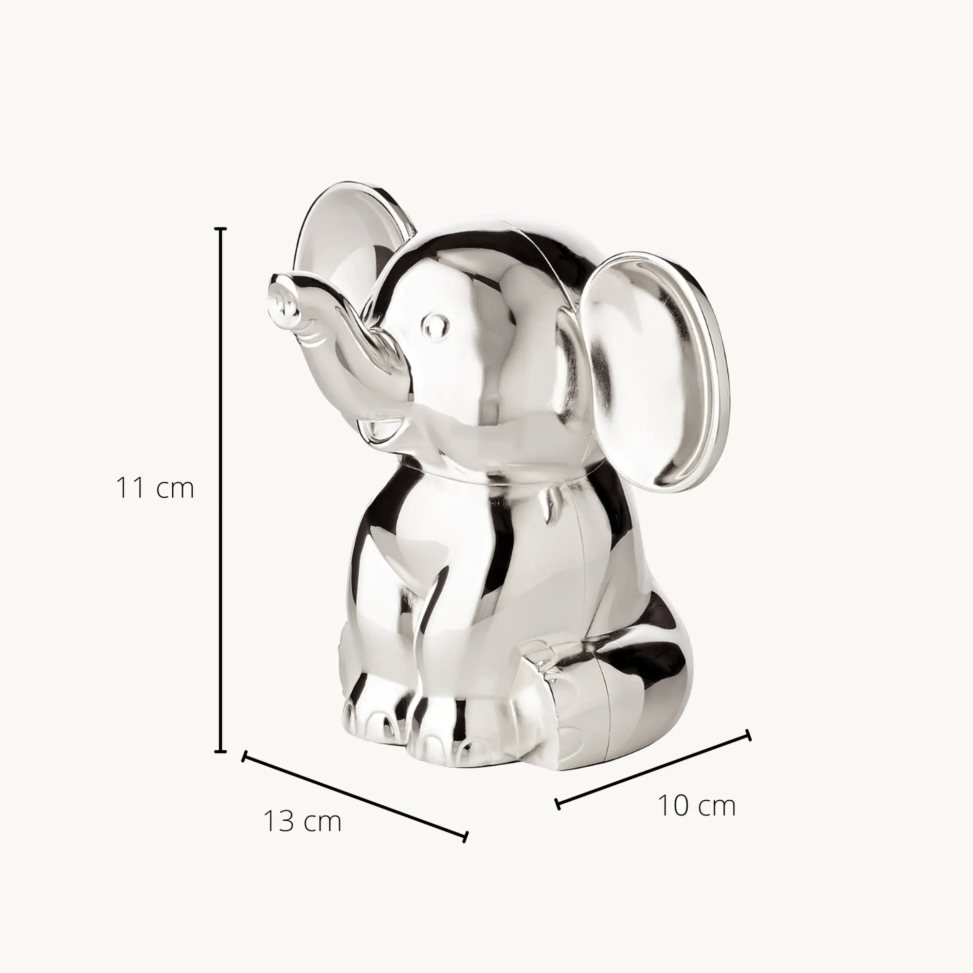 Spardose Sparbüchse Elefant, Höhe 11 cm, edel versilbert, anlaufgeschützt