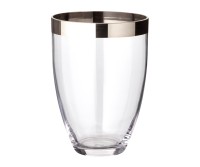 Vase Charlotte (Höhe 20 cm, Ø 15 cm), mundgeblasenes Kristallglas mit Platinrand