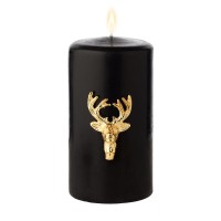 3er Set Kerzenpin Kerzenstecker Elch für Stumpenkerzen, Alumiunem verrnickelt gold, Höhe 6 cm