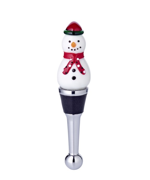 Flaschenverschluss Schneemann (Höhe 11 cm) für Champagner, Wein und Sekt, Muranoglas-Art, Handa