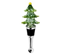 Flaschenverschluss Tannenbaum grün für Champagner, Wein und Sekt, Höhe 13 cm, Muranoglas-Art, Handar