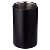 Flaschenkühler Pearl (Höhe 20 cm, Ø 12 cm), matt schwarz, Edelstahl, doppelwandig