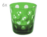 SALE 6er Set Kristallgläser Bob, grün, handgeschliffenes Glas , Höhe 8 cm, Füllmenge 0,14 Liter