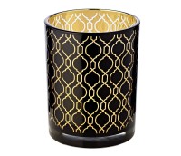 SALE Windlicht Teelichtglas Kerzenglas Raute, schwarz, Hirsch, Höhe 13 cm