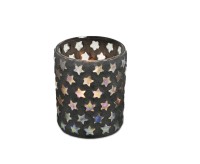 SALE Teelichtglas Sterne (Höhe 13 cm), schwarz, Sternen-Motiv