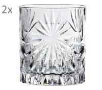 RCR Oasis 2er Set Wasserglas Whiskeyglas, Luxion-Kristall, Schliffdekor, H 9,5 cm, ø 8 cm, 320 ml