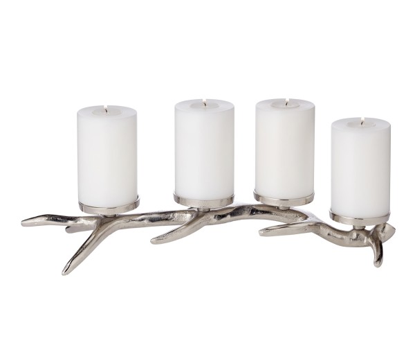 SALE Kerzenleuchter Kingston (Länge 51 cm), silberfarben, Aluminium vernickelt, für Kerzen ø 8 cm