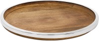 Tablett Cincinnati (Ø 40 cm), rund, Mangoholz, Edelstahl, glänzend vernickelt
