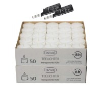 100 Stück Nightlights Teelichter, weiß, transparente Kunststoffhülle, inkl. 2 Mini-Stabfeuerzeuge