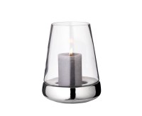 Windlicht Kerzenglas Bora mit glattem Fuß, Glas und Keramik, Höhe 28 cm, Durchmesser 18 cm