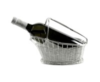 Weinkorb Rotweinkorb Basket, edel versilbert, anlaufgeschützt, Länge 24 cm