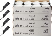 64 Stück Wenzel Maxilights Maxi-Teelichter, weiß, Durchmesser 58 mm, Plus 4 Mini-Stabfeuerzeuge