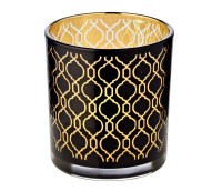 SALE Windlicht Teelichtglas Kerzenglas Raute, schwarz, Höhe 8 cm