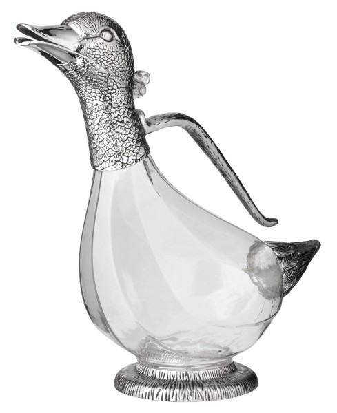 Dekanter Daisy (0,9 Liter), Enten-Form, Glas, edel versilbert