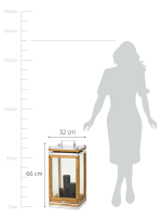 Laterne Huntsville (Höhe 69 cm), edles Teakholz, Edelstahl, glänzend vernickelt