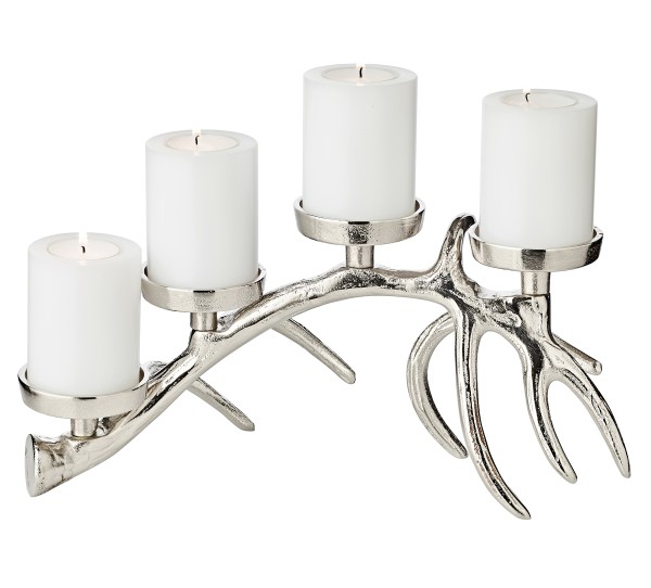 Kerzenleuchter Tischleuchter Adventsleuchter Hugo, Länge 35 cm, für 4 Stumpenkerzen ø 6 cm